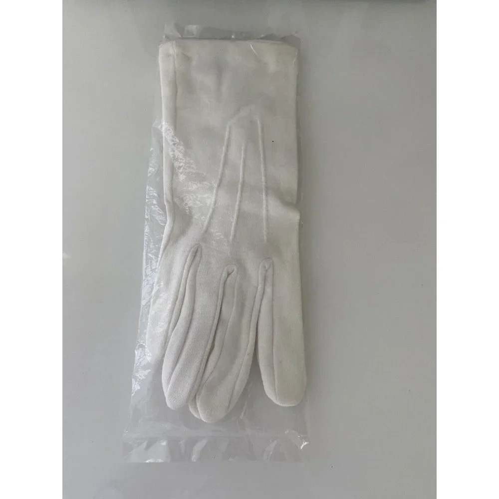1 Pair White Class A Dress Uniform‎ Gloves Band Parade Honor Fireman Police NIB